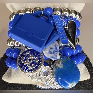 Beautiful 6 stacked bling charm bracelets